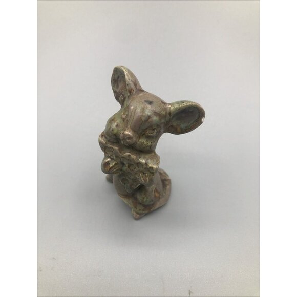 Vintage Ceramic Cute Mouse Eating Cheese Figurine Drip Glazed AS IS - Picture 1 of 9